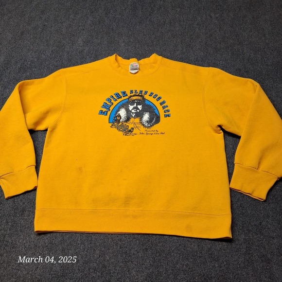 Fruit of the Loom Other - * VTG Empire Sled Dog Race Sweatshirt Adult Large Yellow Crew Neck USA Made